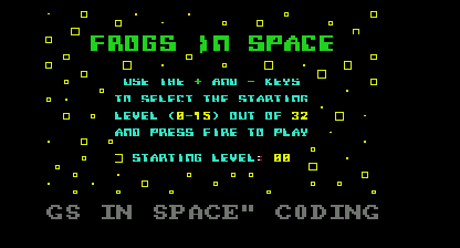 Frogs in space Title Screen
